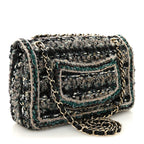Tweed Braid Medium Flap Turquoise Multicolor