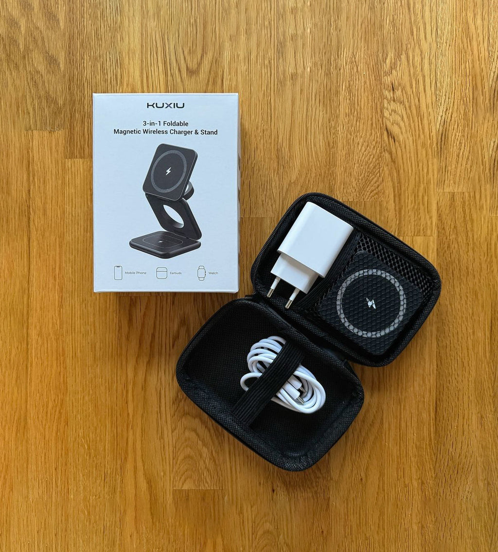KUXIU X40 3-in-1 MagSafe Foldable Charging Stand - Black