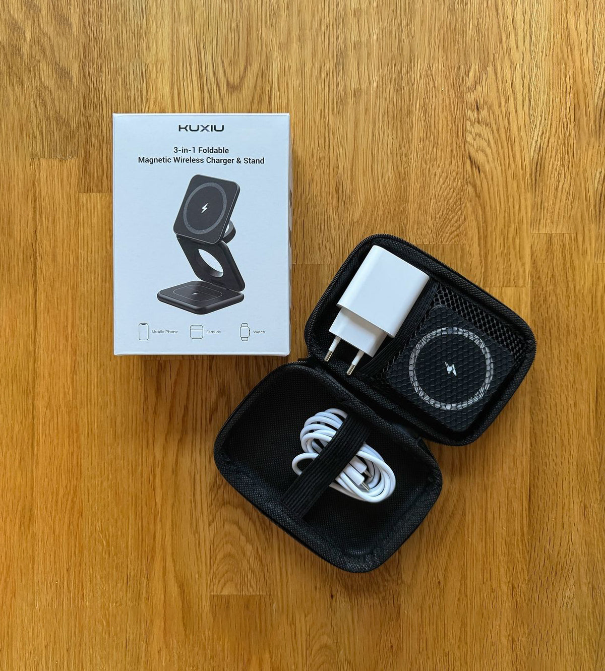 KUXIU X40 3-in-1 MagSafe Foldable Charging Stand - Black