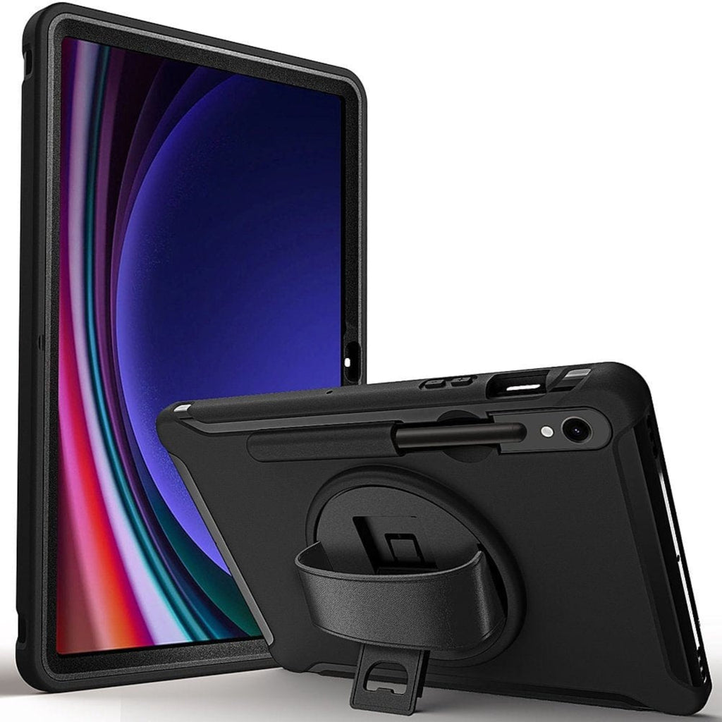SAHARA - Raider Series Hand Strap Case for Samsung Galaxy Tab S10 FE, Tab S8, Tab S9, and Tab S9 FE - Black