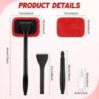 8 Pcs Car Windshield Cleaner Tool Kit with Extendable Handle, Microfiber Towel Pads, Brush, Empty Spray Bottle for Auto Glass Wiper Suvs Rvs & Home Windows(Red)