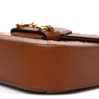 New Canvas Charisma Calfskin Crystal GG Monogram Mini Horsebit 1955 Shoulder Bag Camel Ebony