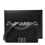 Grained Calfskin Quilted Medium Boy Flap Black