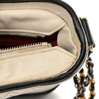 Aged Calfskin Quilted Small Gabrielle Hobo Black White