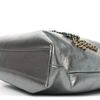 Metallic Crumpled Calfskin Chain 20s Signe Tote Silver
