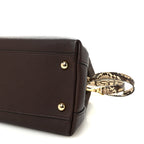 Grainy Calfskin Snakeskin Small Milton Satchel  Brown Natural