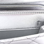 Metallic Lambskin Like A Wallet Flap Silvery Black