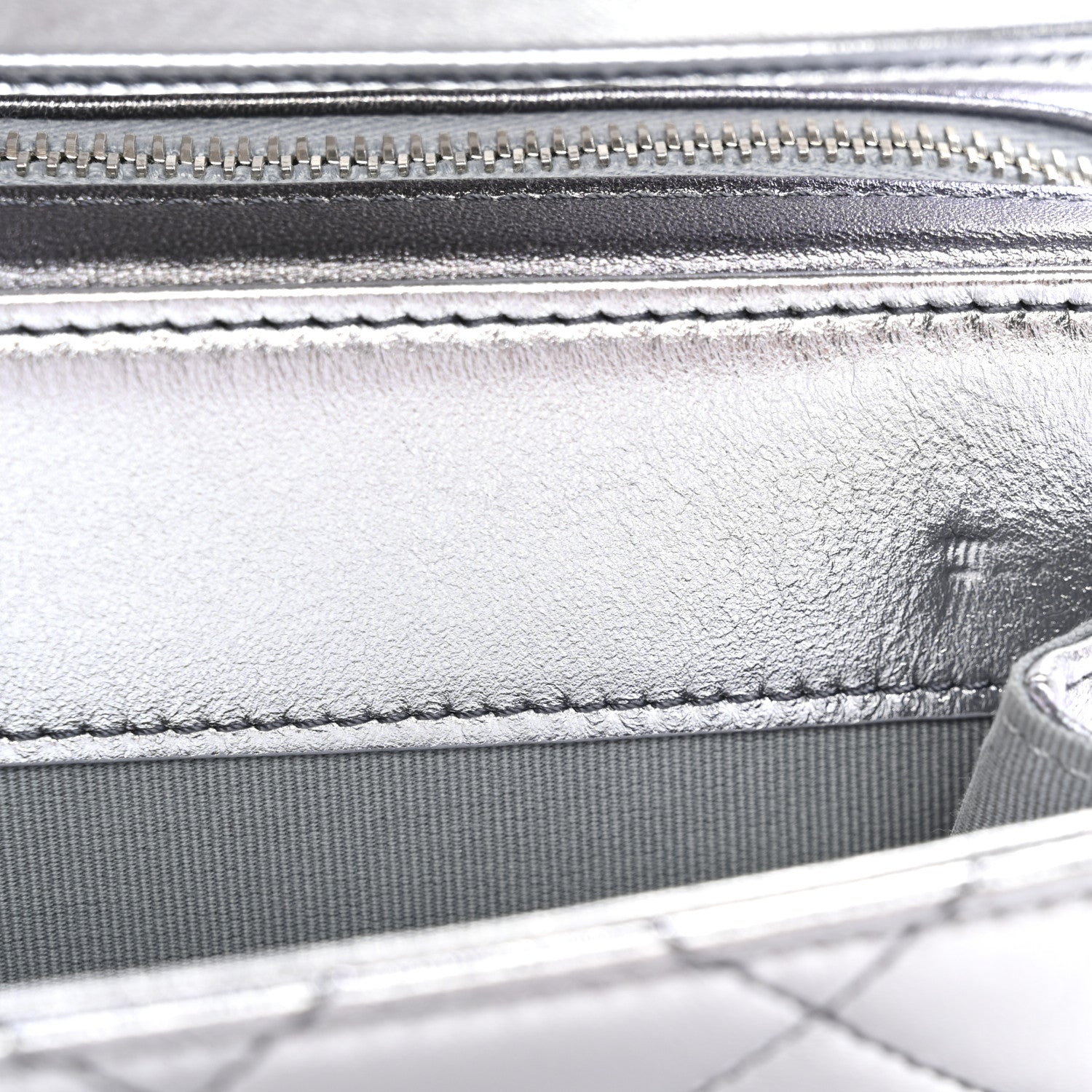 Metallic Lambskin Like A Wallet Flap Silvery Black