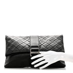 Lambskin Quilted Grip Clutch Black