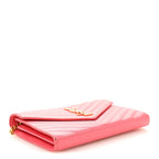Grain De Poudre Matelasse Chevron Monogram Chain Wallet Rose Clair
