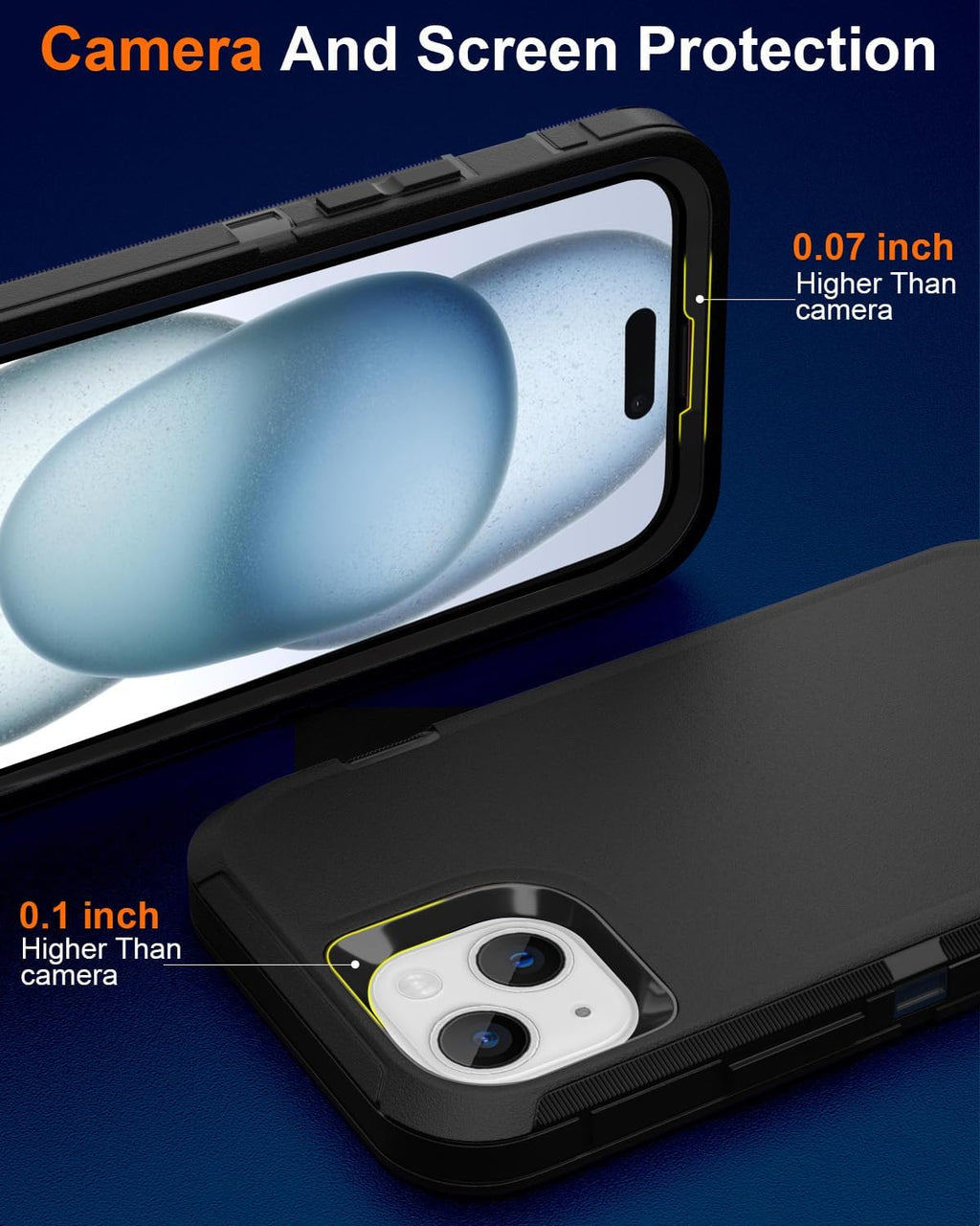 Entronix Bundle Compatible with iPhone 15 - Heavy Duty Case & 2 Clear Screen Protectors