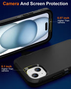 Entronix Bundle Compatible with iPhone 15 - Heavy Duty Case & 2 Clear Screen Protectors