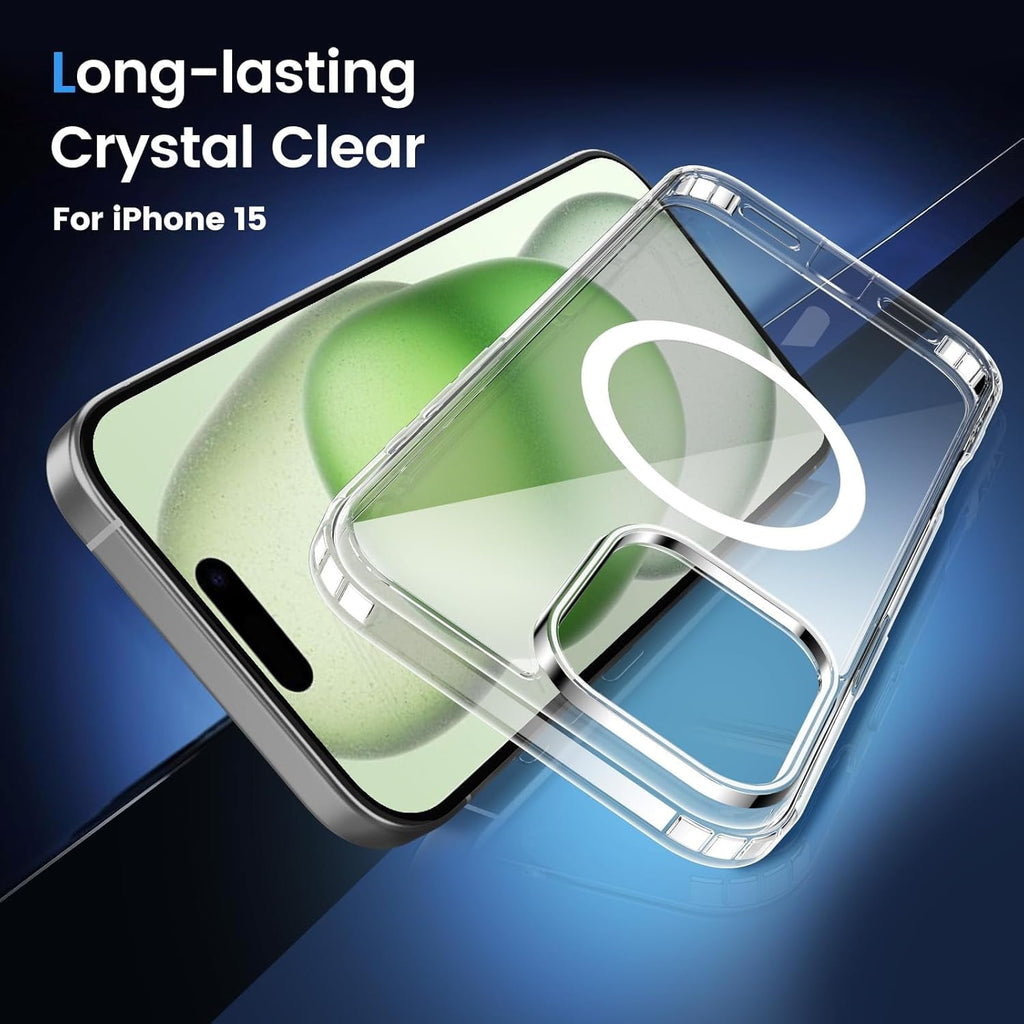 Entronix [Magnetic] Case Compatible with iPhone 15 Plus - [Hard Back] Slim Clear
