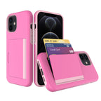 Tpu Pc Hybrid 2-In-1 Flip Card Holder Phone Case For Apple Iphone 12 Mini In Pink
