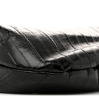 Glossy Calfskin Eelskin Embossed Medium Olivia Hobo Black