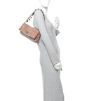 Velvet Matelasse Crystal Chain Shoulder Bag Cammeo