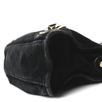 Baby Daim Suede Gold Metallic Edge Hardware Mini City Black