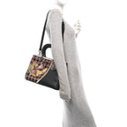 Smooth Calfskin Sequin Houndstooth Embroidered Medium Diorissimo Black