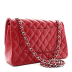 Caviar Quilted Jumbo Double Flap Red