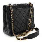 Lambskin Quilted Medium Single Flap Black