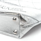 Metallic Calfskin Stitched CC Shopper Tote Silvery