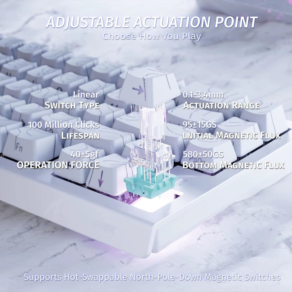 Attack Shark X68 HE Rapid Trigger 60% Wired Mechanical Gaming Keyboard with Adjustable Actuation and Hall Effect Magnetic Switch, 8KHz Response Rate - Black