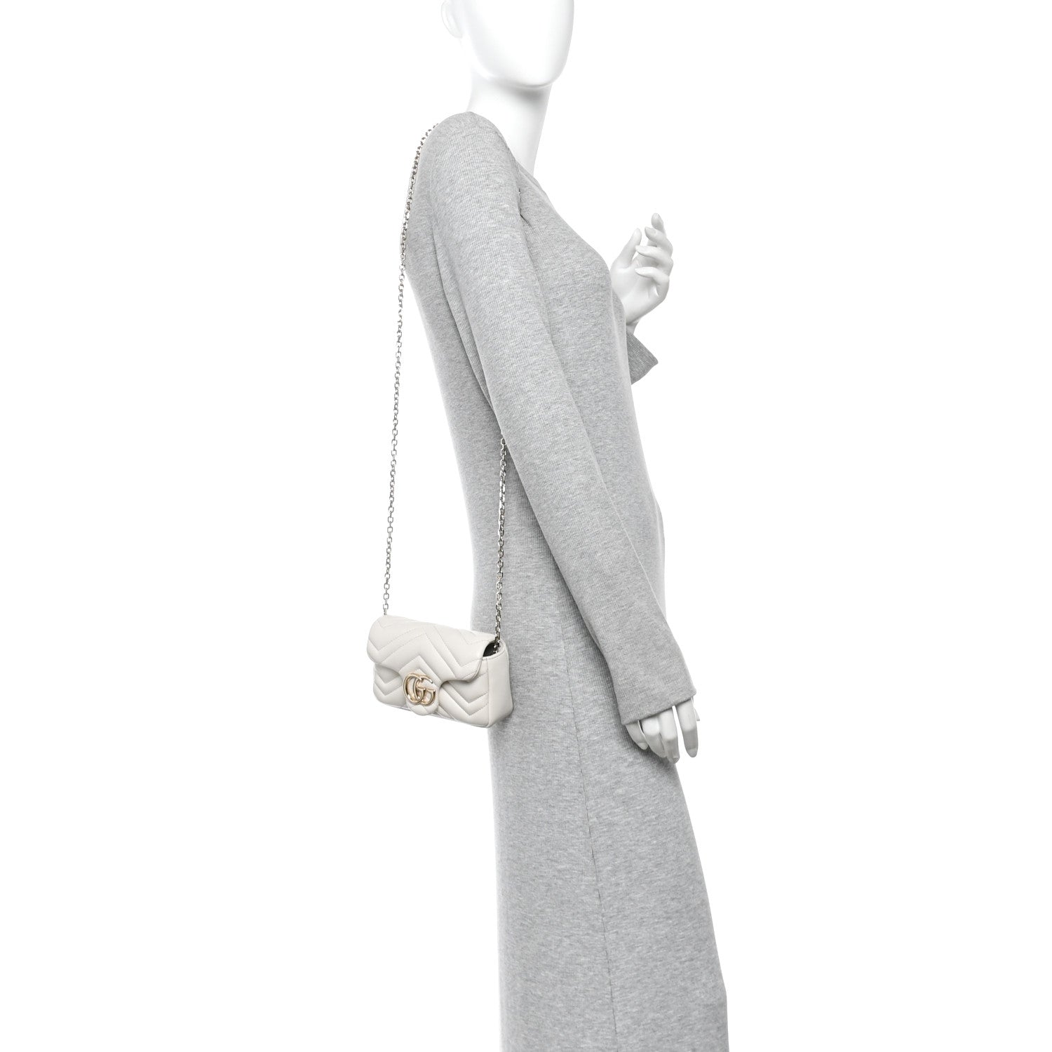 Lambskin Matelasse Mini GG Marmont Shoulder Bag White