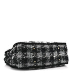 Tweed Shearling Quilted Lambskin Shopping Tote  Black Grey