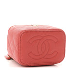Caviar Quilted Mini Vanity Case With Chain Dark Pink