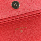 Caviar Quilted Wallet on Chain WOC Red