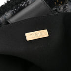 Tweed Shearling Quilted Lambskin Shopping Tote  Black Grey