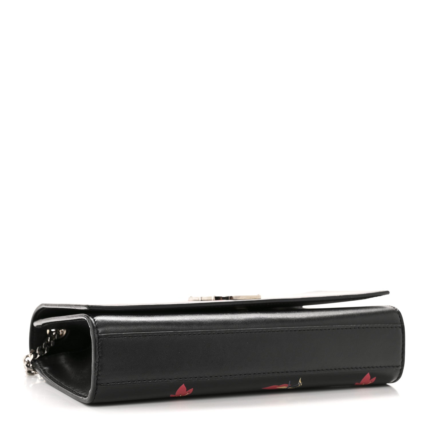 Calfskin Medium Heart Bolts Monogram Kate Satchel Black