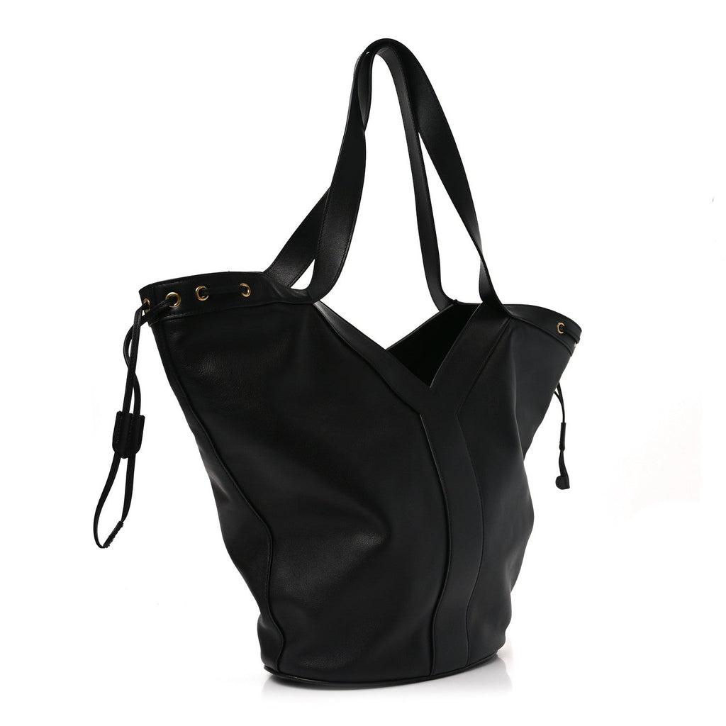 Santorini Lux Calfskin Y Drawstring Tote Black