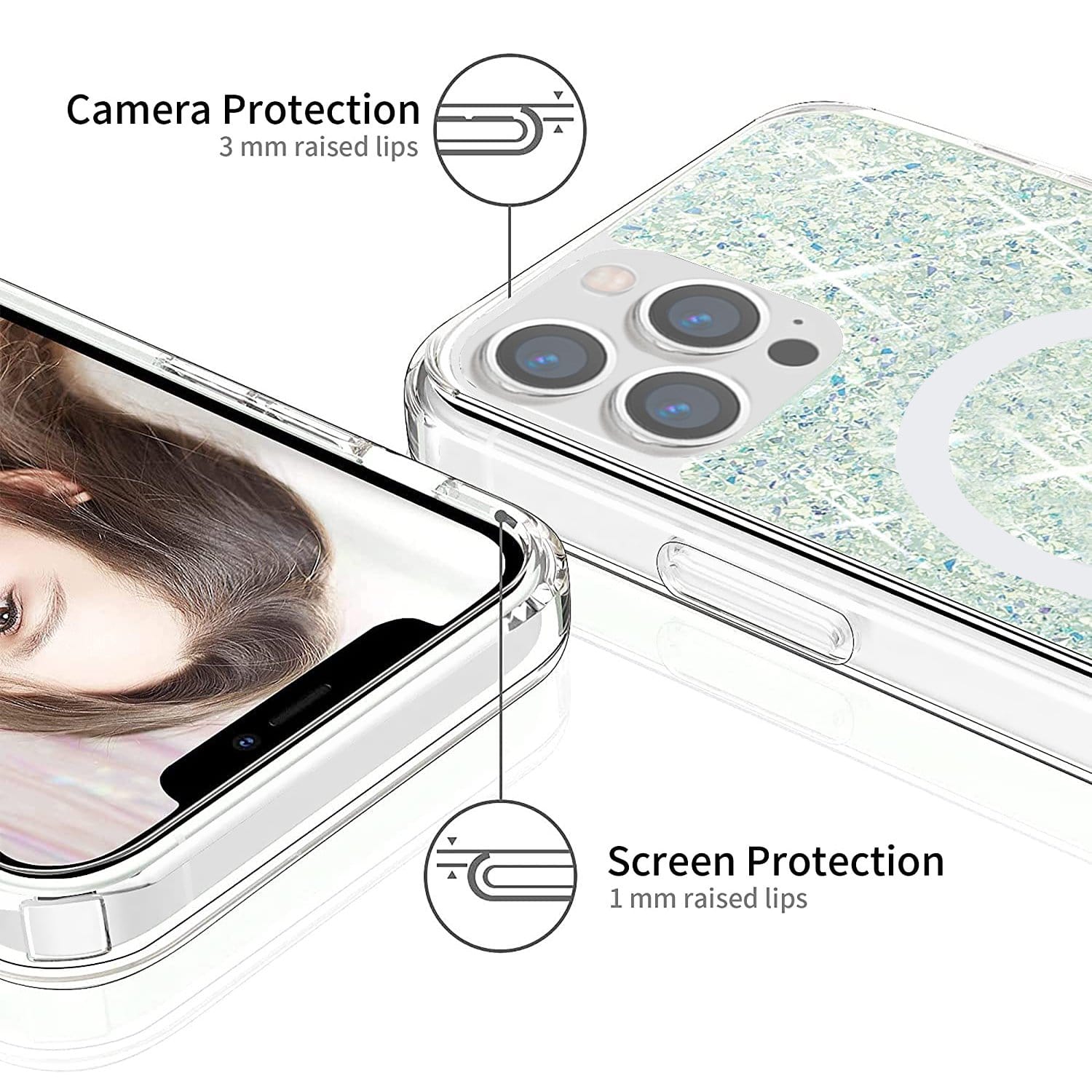 SAHARA - Clear Sparkle Case with MagSafe - iPhone 13 Pro