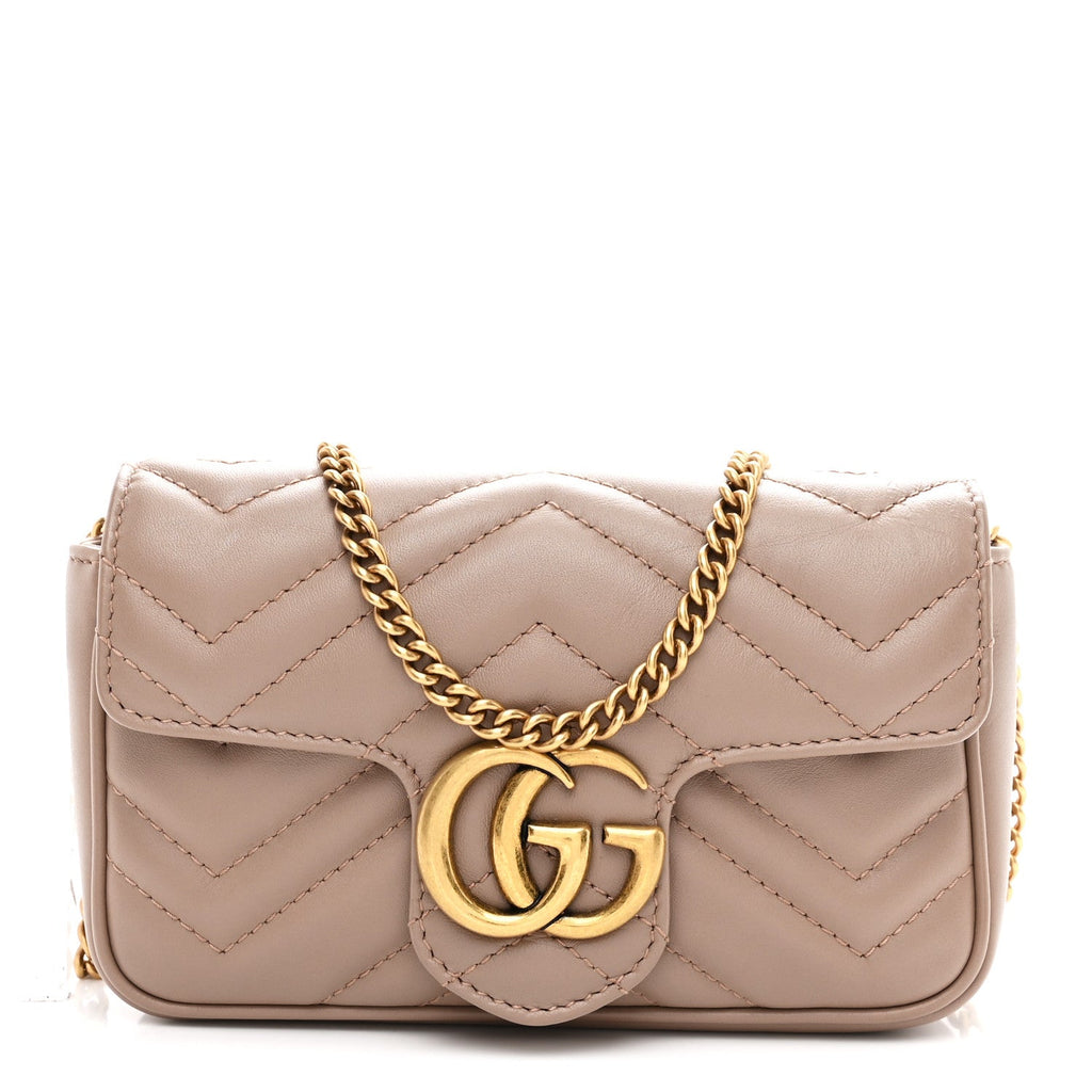 Calfskin Matelasse Super Mini GG Marmont Shoulder Bag Porcelain Rose