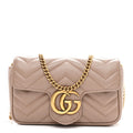 Calfskin Matelasse Super Mini GG Marmont Shoulder Bag Porcelain Rose