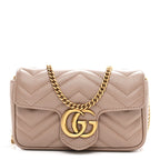Calfskin Matelasse Super Mini GG Marmont Shoulder Bag Porcelain Rose