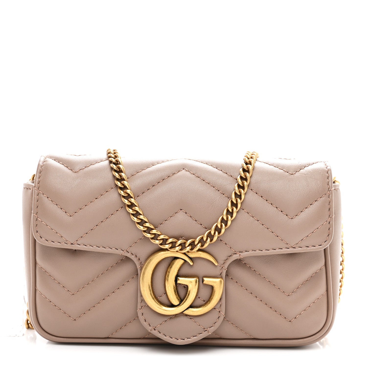 Calfskin Matelasse Super Mini GG Marmont Shoulder Bag Porcelain Rose