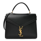 Smooth Calfskin Medium Classic Monogram Cassandra Top Handle Black