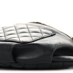 Lambskin Quilted Waist Bag Fanny Pack Black