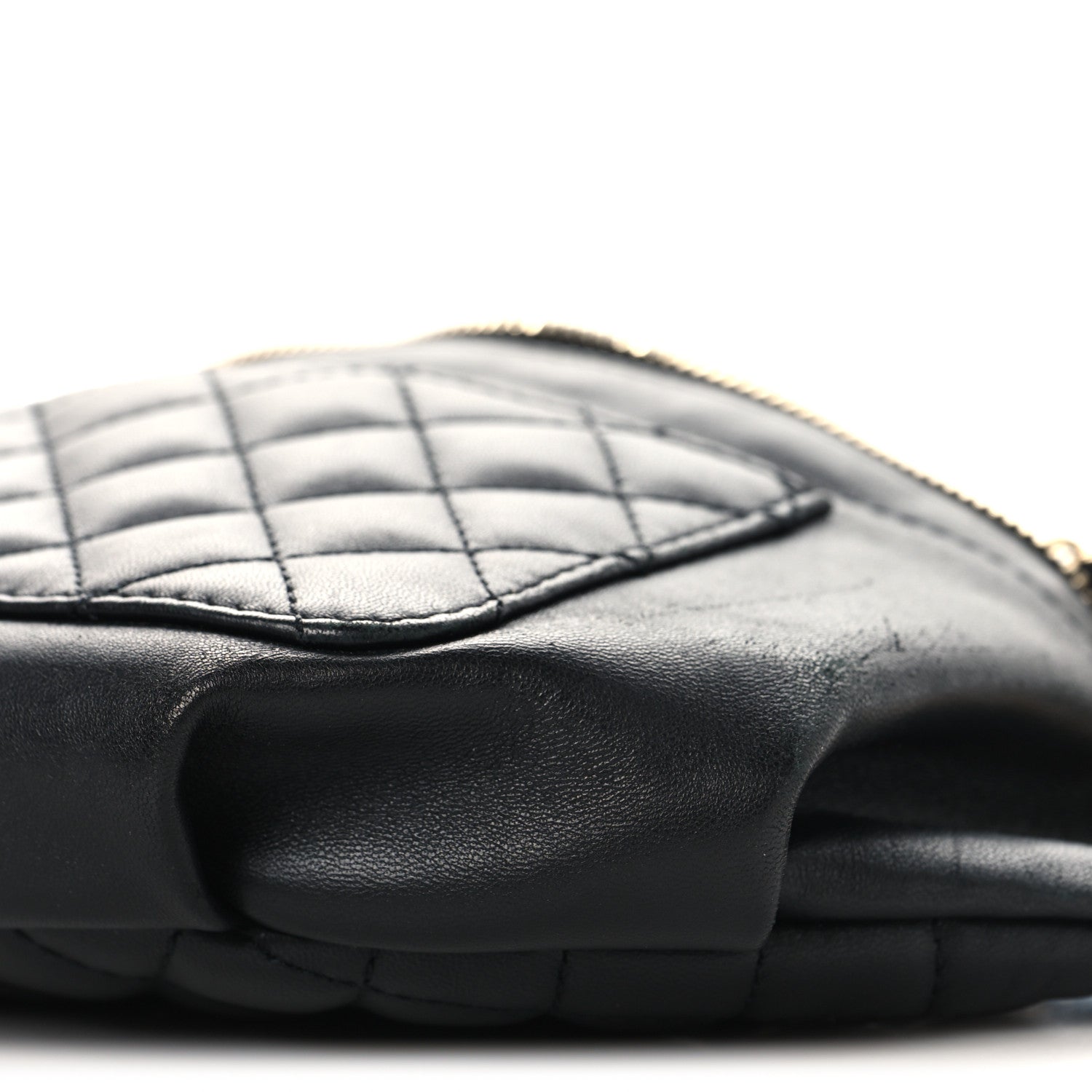 Lambskin Quilted Waist Bag Fanny Pack Black