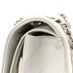 Caviar Quilted Medium Double Flap White