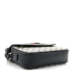 GG Supreme Monogram Textured Dollar Calfskin Web Studded Mini Ophidia Flap Shoulder Bag Beige Blue