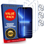 Entronix Clear Screen Protector & Camera Lens Protector Compatible with iPhone 13 - 6-Piece Combo