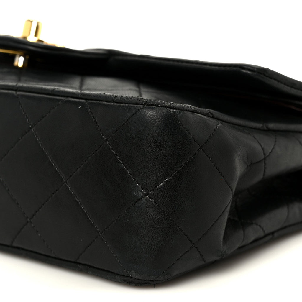 Lambskin Quilted Small Double Flap Black