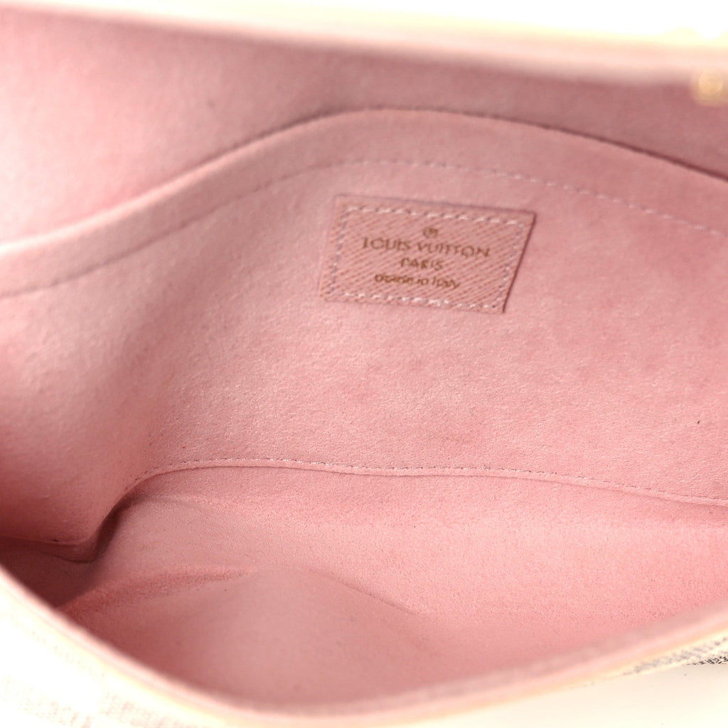 Damier Azur Pochette Felicie Chain Wallet Rose Ballerine