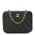 Lambskin Quilted CC Pearl Crush Camera Case Black