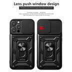 Kickstand Ring Holder With Slide Camera Cover Tpu Magnetic Car Mount For Apple Iphone 14 Pro Max In Black