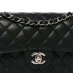 Caviar Quilted Small Double Flap Black