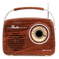 Portable Retro Radio with Built-In Rechargeable Battery